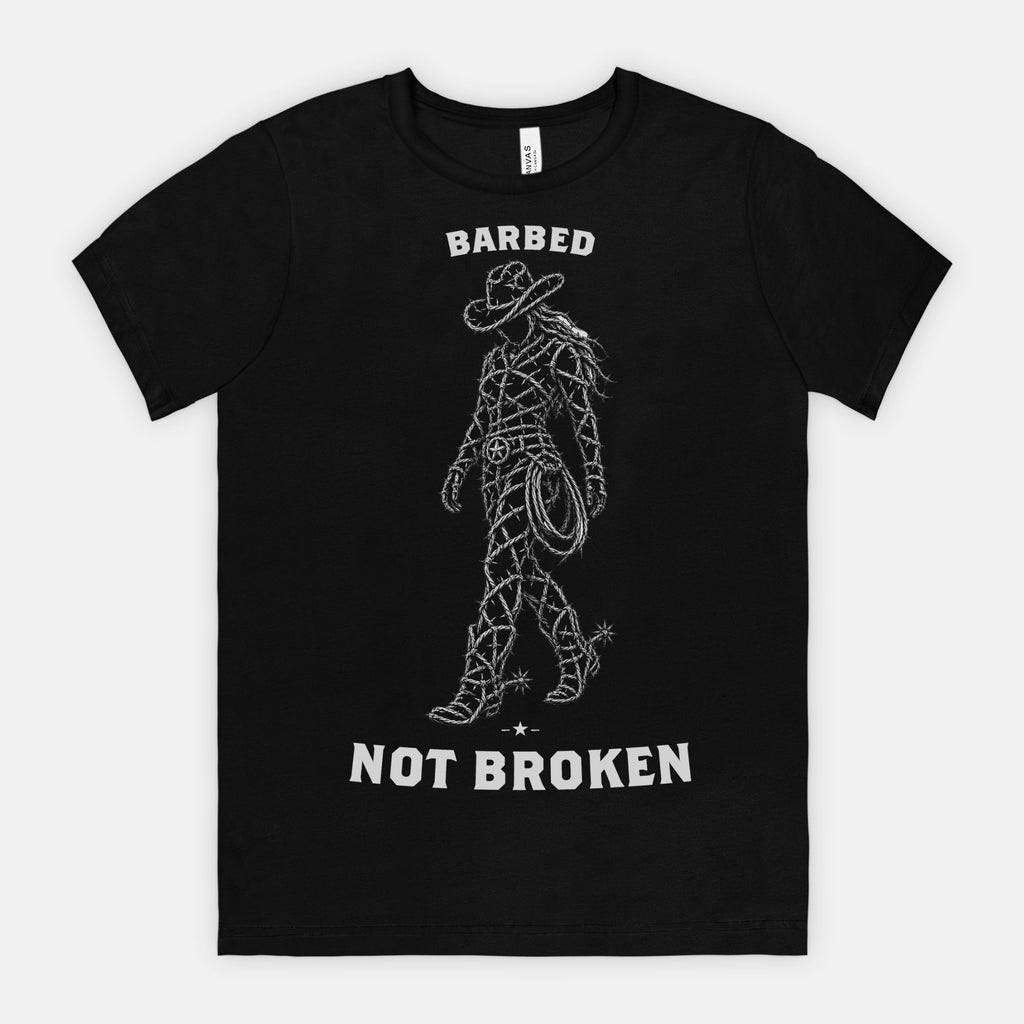 red-rock-chaos-barbed-not-broken-cowgirl-shirt-Black