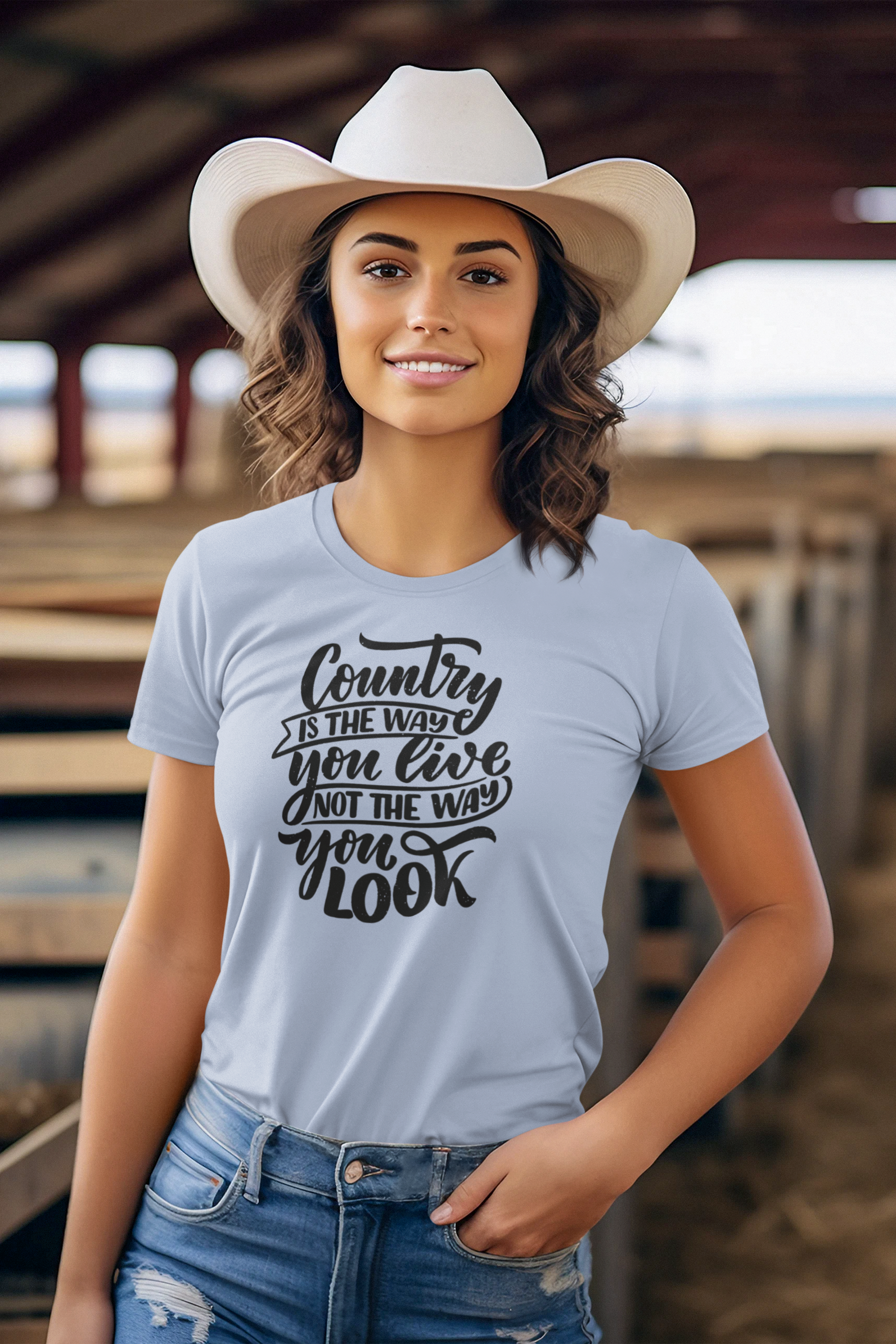 Country Is The Way You Live Not The Way You Look Tee in Black Text