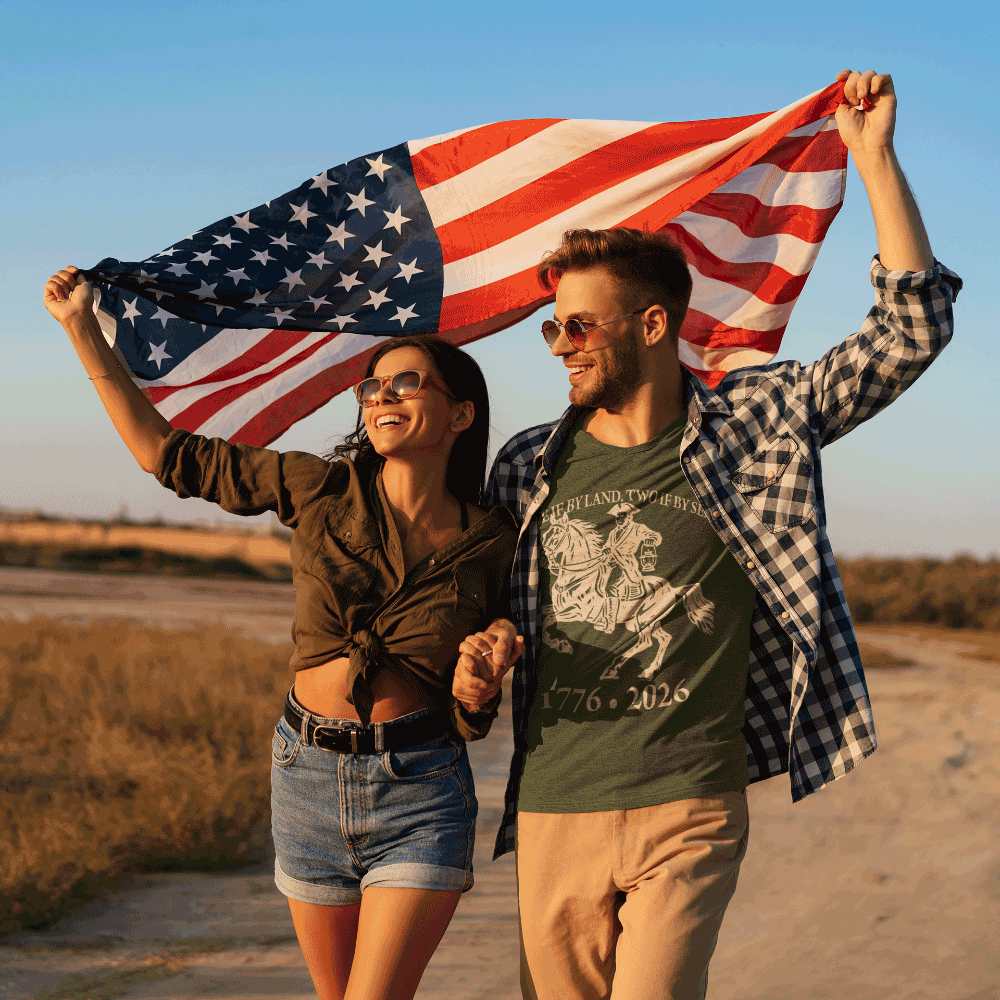 red-rock-chaos-paul-revere-shirt-tee-Model-bella-canvas-3001-Olive